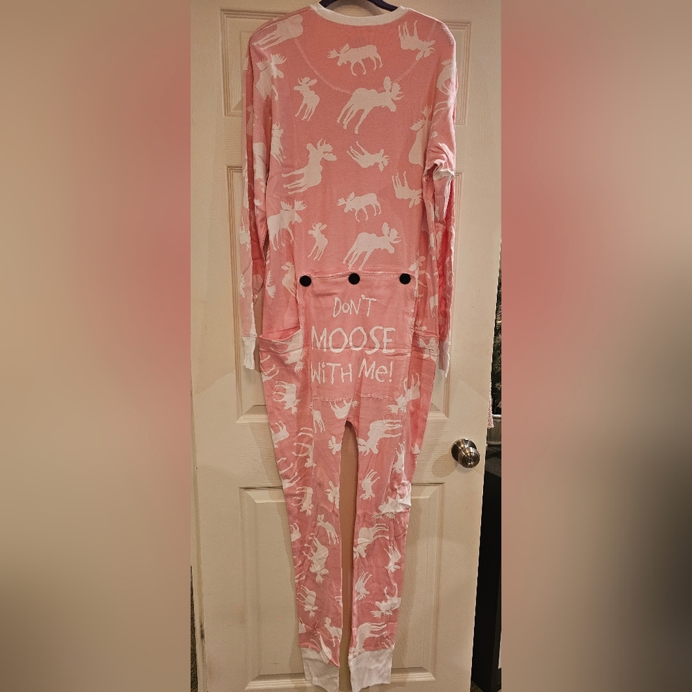 Lazy One Pink Moose Pajama Onesie